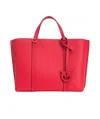 Pinko Classic Tumbled Leather Shopper Bag In Red