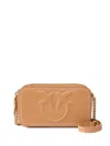 Pinko Small Crossbody Bag With Raised Love Birds Logo In Brown