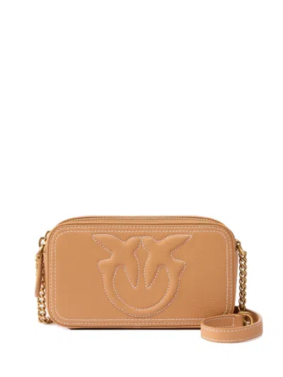 Pinko Carrie Logo-embossed Cross Body Bag In Brown