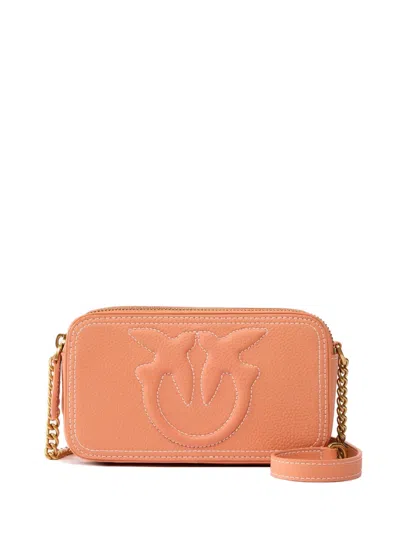 Pinko Carrie Logo-embossed Cross Body Bag In Orange
