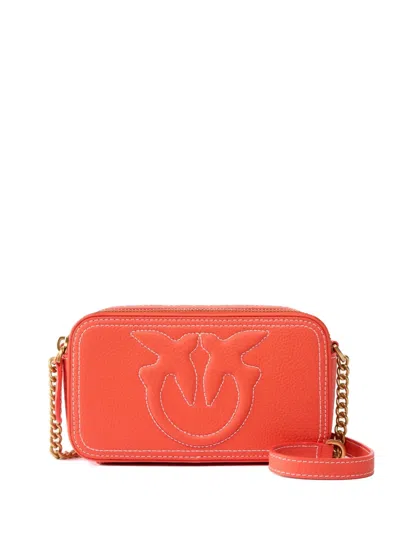 Pinko Carrie Logo-embossed Cross Body Bag In Red