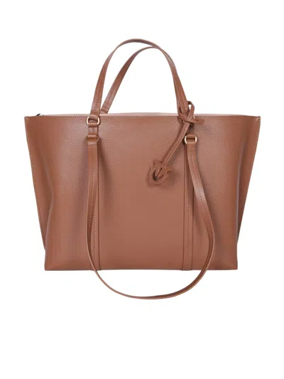 Pinko Carrie Shopper Bag In Brown
