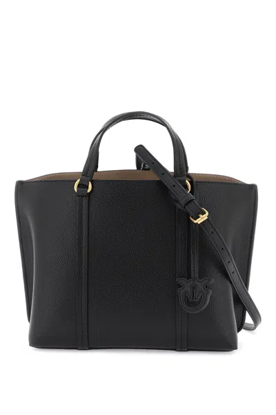 Pinko Carrie Shopper Bag In Nero Antique Gold (black)