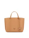 Pinko Tumbled Leather Shopper Bag In Brown