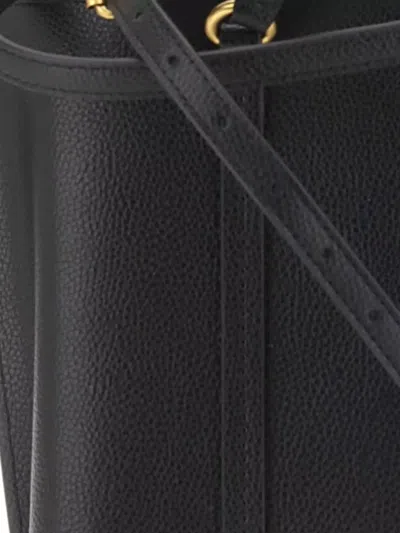 Pinko Carrie Shopper Textured Leather Bag In Black