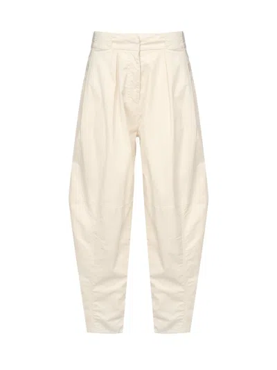 Pinko Carrot Cotton Trousers In Neutral
