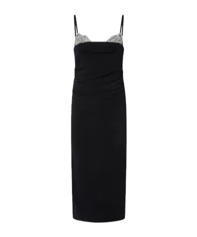 Pinko Layered-effect Embellished Dress In Black