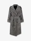 Pinko Carrube Chevron Cloth Coat In Gray