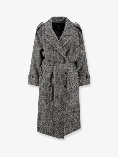 Pinko Carrube Chevron Cloth Coat In Gray