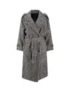 Pinko Carrube Chevron Cloth Coat In Gray