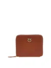 Pinko Brown Wallet With Love Birds Logo On The Front In Leather Woman