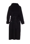 Pinko Hooded Belted Coat In Black