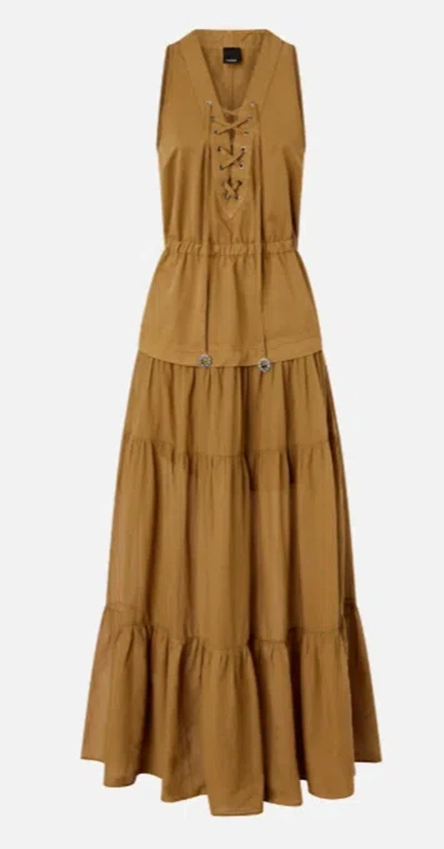 Pinko Casarsa Abito Voile E Gabardin In Brown