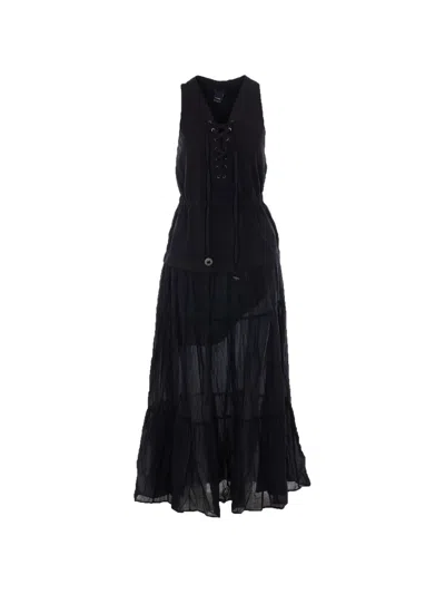 Pinko Casarsa Lace-up Tiered Dress In Black