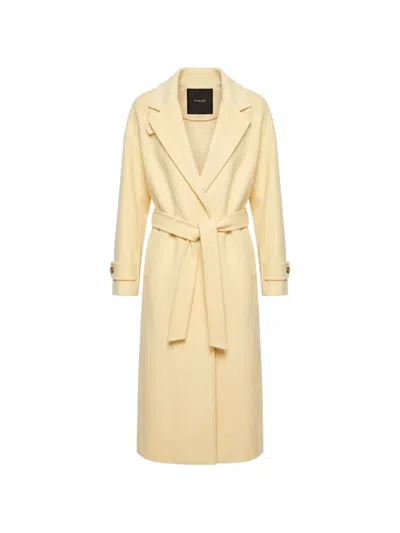 Pinko Casella Belted Coat In Yellow