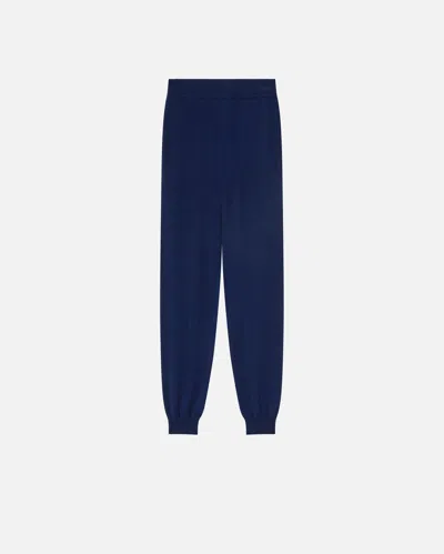 Pinko Cashmere-blend Knit Joggers In Blu Iride