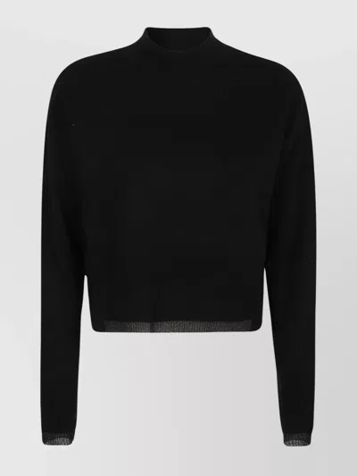 Pinko Cashmere Blend Mock Neck Knitwear In Black Limousine