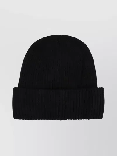 Pinko Cashmere Blend Ribbed Beanie In Black