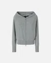 Pinko Cashmere-blend Sweater With Hood And Zip In Metallic Silver