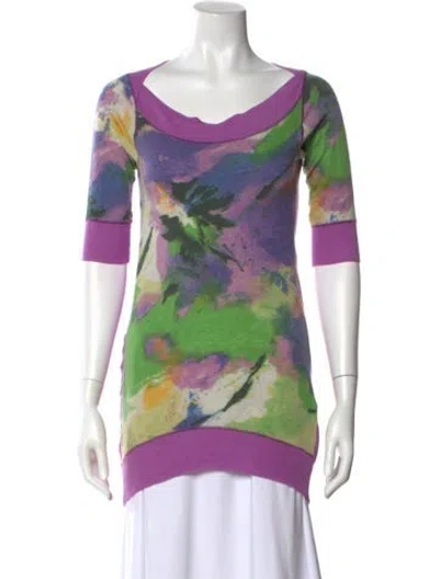 Pre-owned Pinko Cashmere Printed Sweater In Purple