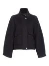 Pinko Double Cloth Spoon Caban In Fabric In Black