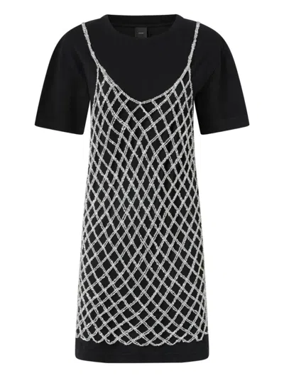 PINKO CASUAL MINI DRESS WITH NETTED OVERLAY