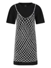 Pinko Black Cotton T-shirt Dress In Blue