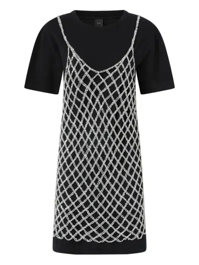 PINKO PINKO CASUAL MINI DRESS WITH NETTED OVERLAY
