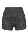 Pinko Sequin-embellished Knitted Shorts In Grey