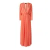 Pinko Orange Long Dress With Deep V-neck And Cut-out On The Back In Brown