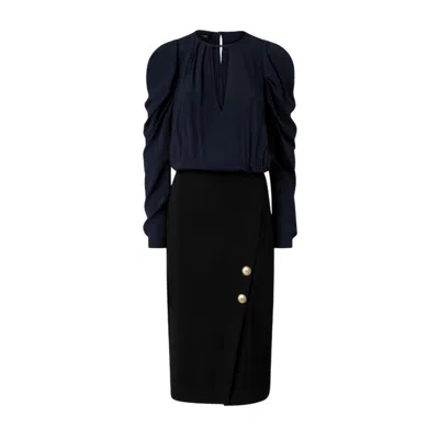 Pinko Omelette Dress With Bow And Keyhole In Multi