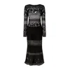 Pinko Unlined Black Mesh Dress With Long Sleeves