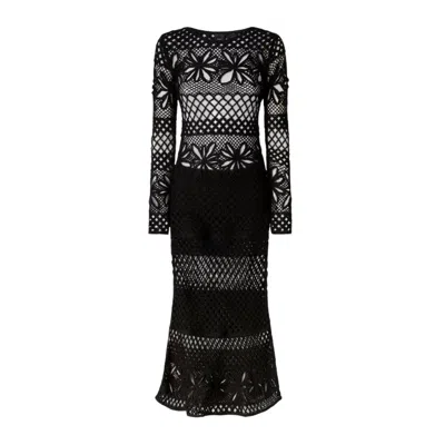 PINKO CASUAL WOMAN CLOTHES PINKO - ORTLES FANTASY NET DRESS - BLACK