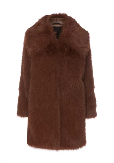 PINKO CATTIVIK FAUX FUR COAT