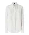 Pinko Thin Striped Shirt With Ruffle In Front In White