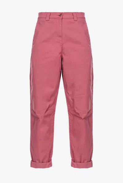 Pinko Cavalry Fabric Carrot Trousers In Deco Pink