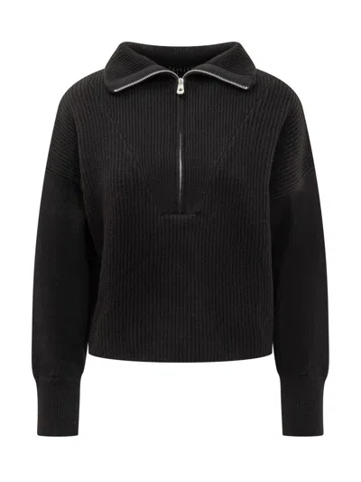 Pinko Pull Côtelé À Col Zippé In Black