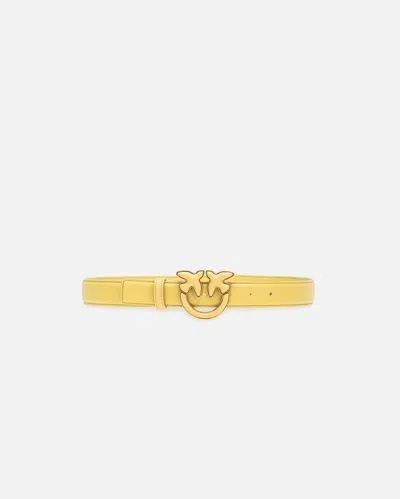 Pinko Ceinture De 3 Cm Avec Boucle Recouverte De Cuir In Lime-antique Gold