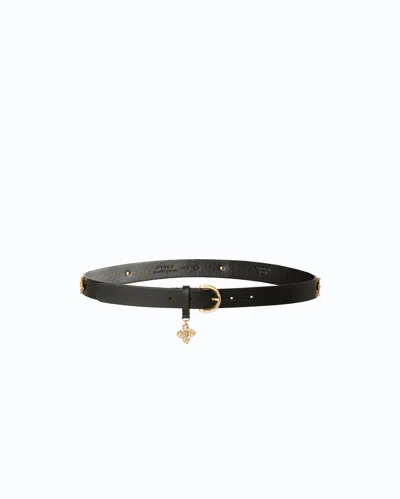 Pinko - Ceinture En Cuir Avec Clous En Forme De Fleurs 2 Cm - Xs In Black
