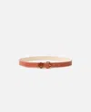 Pinko Tumbled Leather Belt With Love Birds Detail In Arab-antique Gold