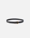 Pinko Tumbled Leather Belt With Love Birds Detail In Black-antique Gold