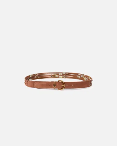 Pinko Suede Belt With Loops In Arabic-mix Gal. Gold-nikel