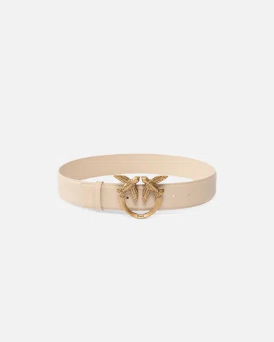 Pinko Love Birds High Leather Belt 4cm In Multi