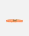 Pinko Love Birds Leather Belt 3cm In Orange Brandy-or Antique