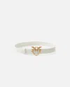 Pinko Ceinture Love Birds En Cuir 3cm In White+white-antique Gold