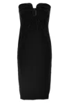 Pinko Fitted Black Stretch Viscose Midi Dress