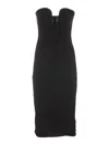 Pinko Fitted Black Stretch Viscose Midi Dress In Black