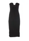 Pinko Fitted Black Stretch Viscose Midi Dress In Black
