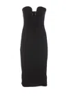 Pinko Fitted Black Stretch Viscose Midi Dress In Nero Limousine