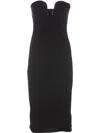 Pinko Fitted Black Stretch Viscose Midi Dress In Black
